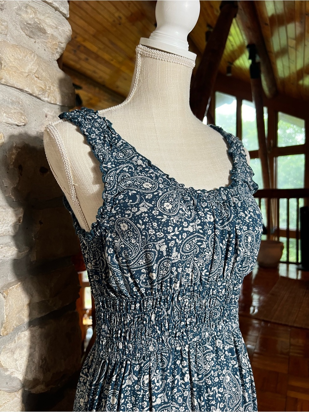 Patrons of Peace Navy Blue Paisley Sleeveless Sundress